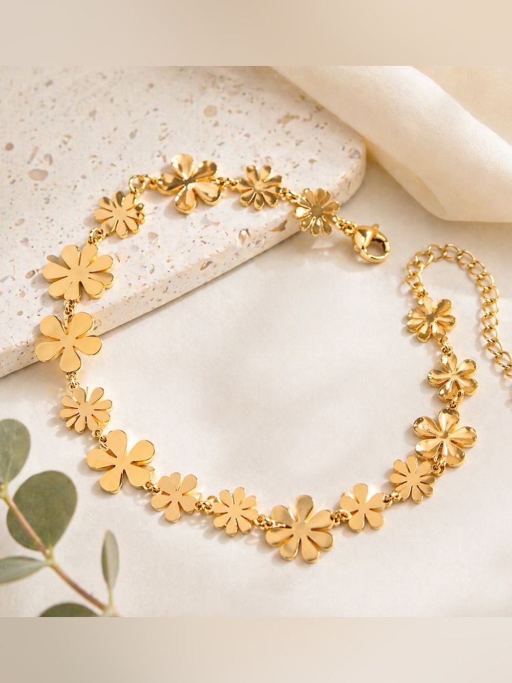 18K Gold-Plated Flower Bracelet
